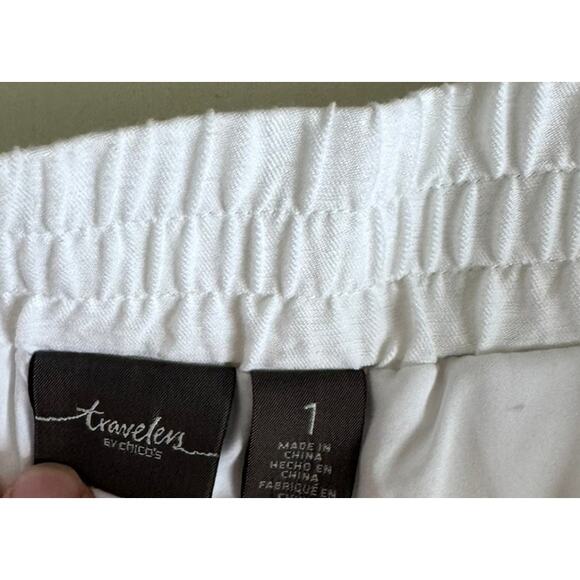 Chico's Travelers Size 1 Polyester Lined Medium White Pants Rayon Nylon - Picture 3 of 10